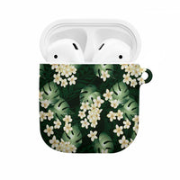 Green Tropical Hawaii AirPods Case Seamless Monstera Plumeria Hawaiian Pattern LT14 Green - Polynesian Pride
