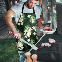 Green Tropical Hawaii Apron Seamless Monstera Plumeria Hawaiian Pattern LT14 - Polynesian Pride