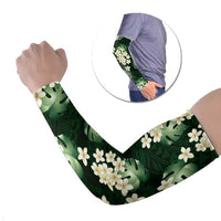 Green Tropical Hawaii Arm Sleeves Seamless Monstera Plumeria Hawaiian Pattern - Polynesian Pride