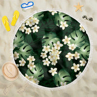 Green Tropical Hawaii Beach Blanket Seamless Monstera Plumeria Hawaiian Pattern LT14 One Size 150cm Green - Polynesian Pride