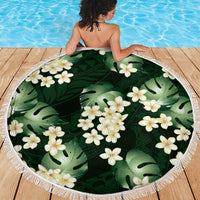 Green Tropical Hawaii Beach Blanket Seamless Monstera Plumeria Hawaiian Pattern LT14 - Polynesian Pride