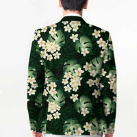 Green Tropical Hawaii Blazer Seamless Monstera Plumeria Hawaiian Pattern LT14 - Polynesian Pride