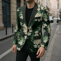 Green Tropical Hawaii Blazer Seamless Monstera Plumeria Hawaiian Pattern LT14 - Polynesian Pride