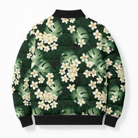 Green Tropical Hawaii Bomber Puffer Jacket Seamless Monstera Plumeria Hawaiian Pattern LT14 - Polynesian Pride