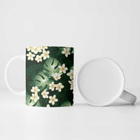 Green Tropical Hawaii Ceramic Mug Seamless Monstera Plumeria Hawaiian Pattern LT14 - Polynesian Pride