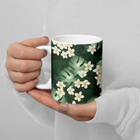Green Tropical Hawaii Ceramic Mug Seamless Monstera Plumeria Hawaiian Pattern LT14 - Polynesian Pride