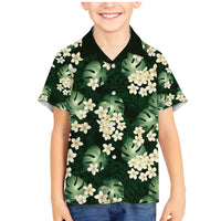 Green Tropical Hawaii Family Matching Mermaid Dress and Hawaiian Shirt Seamless Monstera Plumeria Hawaiian Pattern - Polynesian Pride