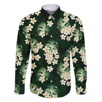 Green Tropical Hawaii Family Matching Summer Maxi Dress and Hawaiian Shirt Seamless Monstera Plumeria Hawaiian Pattern - Polynesian Pride