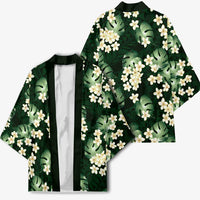 Green Tropical Hawaii Kimono Seamless Monstera Plumeria Hawaiian Pattern LT14 - Polynesian Pride