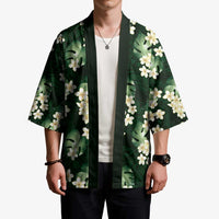 Green Tropical Hawaii Kimono Seamless Monstera Plumeria Hawaiian Pattern LT14 - Polynesian Pride