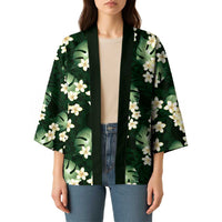 Green Tropical Hawaii Kimono Seamless Monstera Plumeria Hawaiian Pattern LT14 - Polynesian Pride