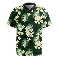 Green Tropical Hawaii Rugby Jersey Seamless Monstera Plumeria Hawaiian Pattern LT14 Green - Polynesian Pride
