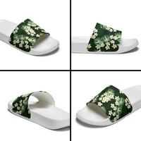 Green Tropical Hawaii Slide Sandals Seamless Monstera Plumeria Hawaiian Pattern - Polynesian Pride