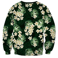 Green Tropical Hawaii Sweatshirt Seamless Monstera Plumeria Hawaiian Pattern LT14 - Polynesian Pride
