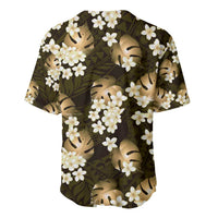 Gold Tropical Hawaii Baseball Jersey Seamless Monstera Plumeria Hawaiian Pattern - Polynesian Pride