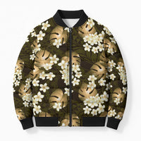 Gold Tropical Hawaii Bomber Puffer Jacket Seamless Monstera Plumeria Hawaiian Pattern LT14 Unisex Gold - Polynesian Pride