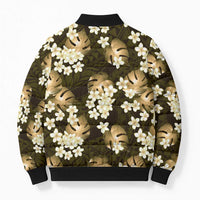 Gold Tropical Hawaii Bomber Puffer Jacket Seamless Monstera Plumeria Hawaiian Pattern LT14 - Polynesian Pride
