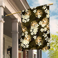 Gold Tropical Hawaii Garden Flag Seamless Monstera Plumeria Hawaiian Pattern - Polynesian Pride