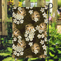 Gold Tropical Hawaii Garden Flag Seamless Monstera Plumeria Hawaiian Pattern - Polynesian Pride