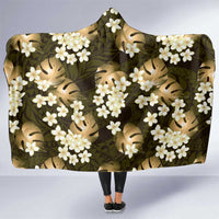 Gold Tropical Hawaii Hooded Blanket Seamless Monstera Plumeria Hawaiian Pattern - Polynesian Pride