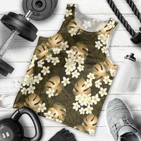 Gold Tropical Hawaii Men Tank Top Seamless Monstera Plumeria Hawaiian Pattern - Polynesian Pride