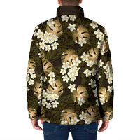 Gold Tropical Hawaii Padded Jacket Seamless Monstera Plumeria Hawaiian Pattern LT14 - Polynesian Pride