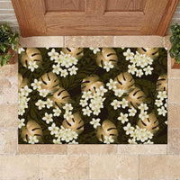 Gold Tropical Hawaii Rubber Doormat Seamless Monstera Plumeria Hawaiian Pattern LT14 Gold - Polynesian Pride