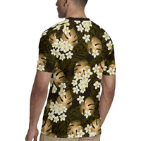 Gold Tropical Hawaii Rugby Jersey Seamless Monstera Plumeria Hawaiian Pattern LT14 - Polynesian Pride