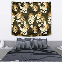 Gold Tropical Hawaii Tapestry Seamless Monstera Plumeria Hawaiian Pattern - Polynesian Pride