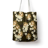 Gold Tropical Hawaii Tote Bag Seamless Monstera Plumeria Hawaiian Pattern - Polynesian Pride