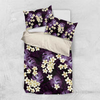 Purple Tropical Hawaii Bedding Set Seamless Monstera Plumeria Hawaiian Pattern - Polynesian Pride