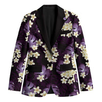 Purple Tropical Hawaii Blazer Seamless Monstera Plumeria Hawaiian Pattern LT14 Unisex Purple - Polynesian Pride