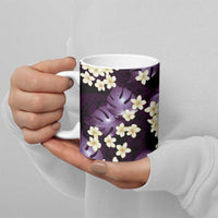 Purple Tropical Hawaii Ceramic Mug Seamless Monstera Plumeria Hawaiian Pattern LT14 - Polynesian Pride