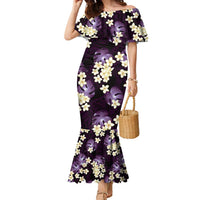 Purple Tropical Hawaii Family Matching Mermaid Dress and Hawaiian Shirt Seamless Monstera Plumeria Hawaiian Pattern - Polynesian Pride