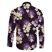 Purple Tropical Hawaii Family Matching Off Shoulder Maxi Dress and Hawaiian Shirt Seamless Monstera Plumeria Hawaiian Pattern - Polynesian Pride
