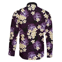 Purple Tropical Hawaii Family Matching Short Sleeve Bodycon Dress and Hawaiian Shirt Seamless Monstera Plumeria Hawaiian Pattern - Polynesian Pride