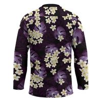 Purple Tropical Hawaii Hockey Jersey Seamless Monstera Plumeria Hawaiian Pattern LT14 - Polynesian Pride