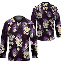 Purple Tropical Hawaii Hockey Jersey Seamless Monstera Plumeria Hawaiian Pattern LT14 - Polynesian Pride