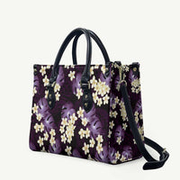 Purple Tropical Hawaii Leather Bag Seamless Monstera Plumeria Hawaiian Pattern - Polynesian Pride