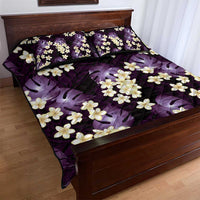 Purple Tropical Hawaii Quilt Bed Set Seamless Monstera Plumeria Hawaiian Pattern - Polynesian Pride