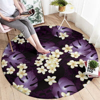 Purple Tropical Hawaii Round Carpet Seamless Monstera Plumeria Hawaiian Pattern - Polynesian Pride