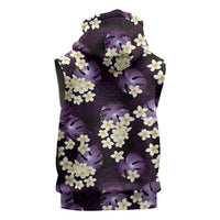 Purple Tropical Hawaii Sleeveless Zip Hoodie Seamless Monstera Plumeria Hawaiian Pattern LT14 - Polynesian Pride