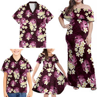 Pink Tropical Hawaii Family Matching Off Shoulder Maxi Dress and Hawaiian Shirt Seamless Monstera Plumeria Hawaiian Pattern - Polynesian Pride