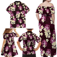Pink Tropical Hawaii Family Matching Off Shoulder Maxi Dress and Hawaiian Shirt Seamless Monstera Plumeria Hawaiian Pattern - Polynesian Pride