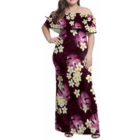 Pink Tropical Hawaii Family Matching Off Shoulder Maxi Dress and Hawaiian Shirt Seamless Monstera Plumeria Hawaiian Pattern - Polynesian Pride