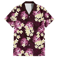 Pink Tropical Hawaii Family Matching Short Sleeve Bodycon Dress and Hawaiian Shirt Seamless Monstera Plumeria Hawaiian Pattern - Polynesian Pride