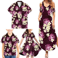 Pink Tropical Hawaii Family Matching Summer Maxi Dress and Hawaiian Shirt Seamless Monstera Plumeria Hawaiian Pattern - Polynesian Pride
