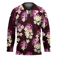 Pink Tropical Hawaii Hockey Jersey Seamless Monstera Plumeria Hawaiian Pattern LT14 Unisex Pink - Polynesian Pride