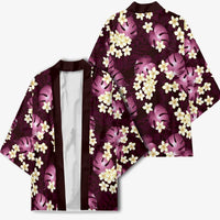 Pink Tropical Hawaii Kimono Seamless Monstera Plumeria Hawaiian Pattern LT14 - Polynesian Pride