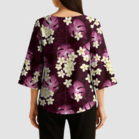 Pink Tropical Hawaii Kimono Sleeve Blouse Seamless Monstera Plumeria Hawaiian Pattern LT14 - Polynesian Pride